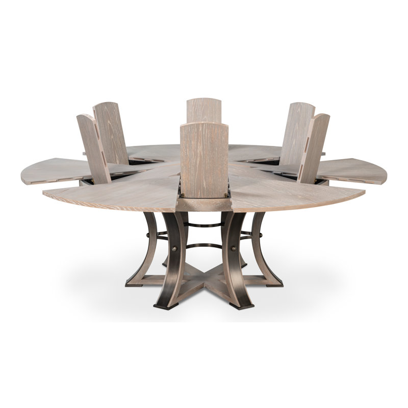 Tower Round Solid Oak Dining Table, Moonskin/Hammered