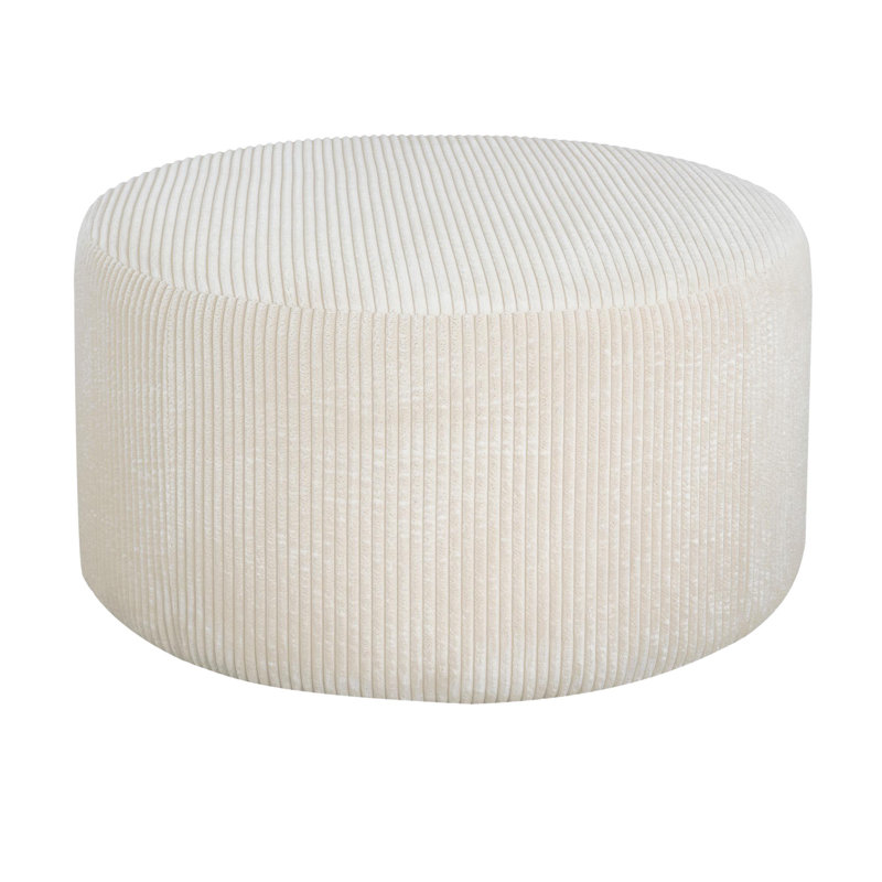 Upholstered round footstool, Beige Corduroy
