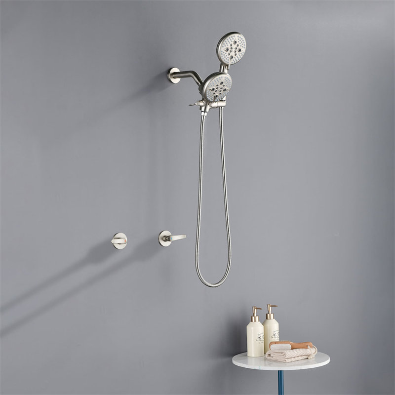 Volume Control Complete Shower System with Rough in-Valve, Brushed Nickel