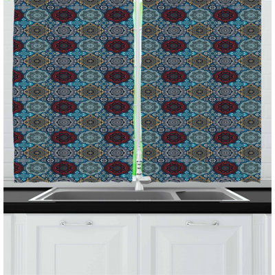 Damask Tailored Kitchen Curtain