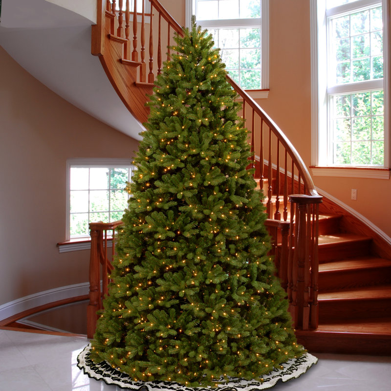 Newberry 108' Green Spruce Tree Artificial Christmas Tree 1200 Clear and White Lights with Stand, 12' H