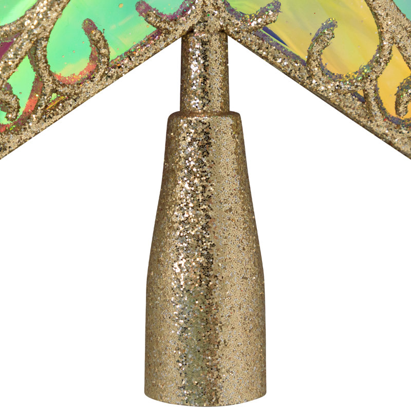 LED Lighted Glittered Star Christmas Tree Topper - 11" - Multicolor Lights, Champagne