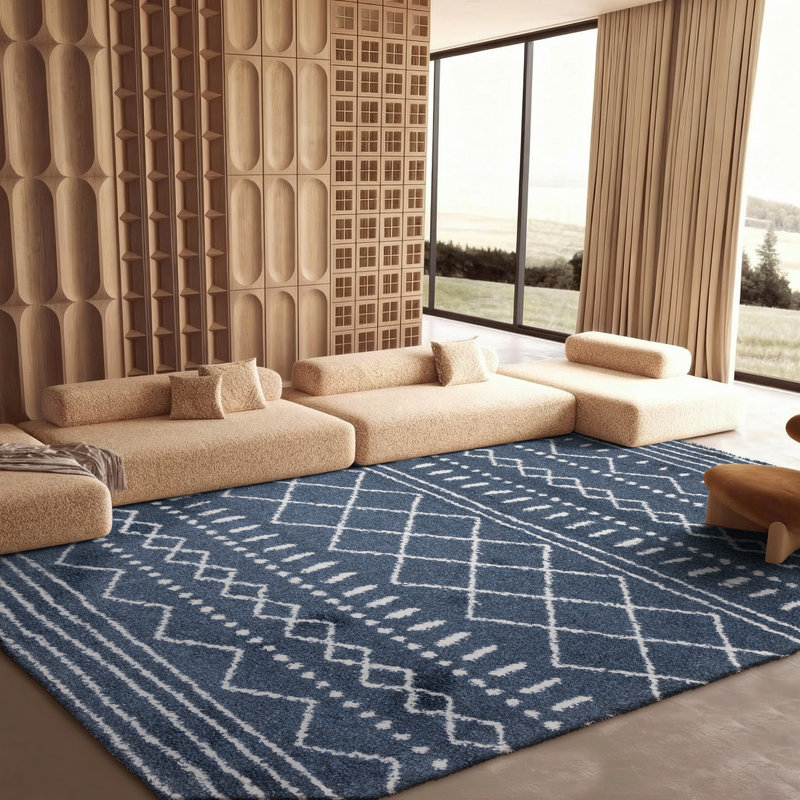 Develin Performance Chevron Rug, Rectangle 11' x 15', Slate Blue/Ivory