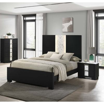 Lit de tête de lit contemporain à grand panneau lumineux 1pc Contemporary