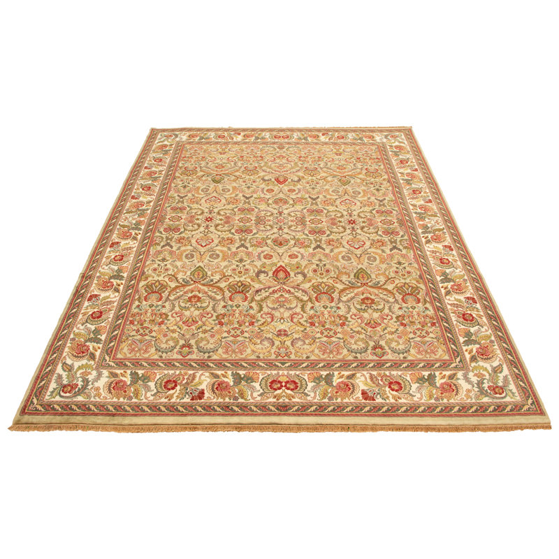 Tapis de zone en laine vert 9 pi 11 po x 11 pi 9 po one-of-kind à la main-noué la new age sultanabad