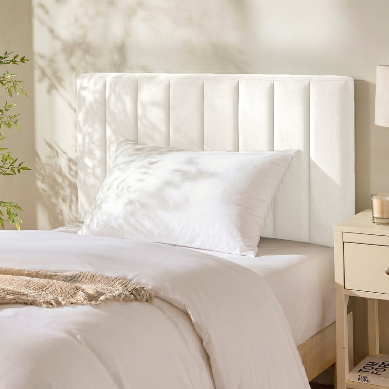 Chastelyne Upholstered Easy Assemble Wall Mounted Headboard, Twin, White
