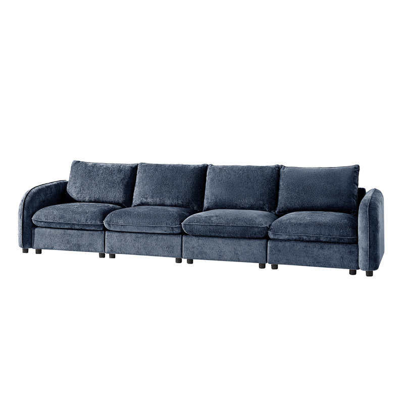 Canapé modulaire moderne avec rangement Terencio, H 34,5 po x l 136 po x P 35,75 po, Marine