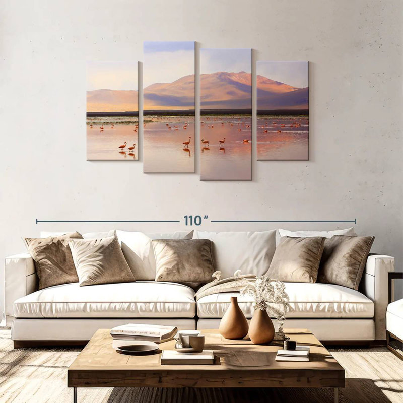 Sireci Flamingos On Colorado Lake, 48" H x 75" W