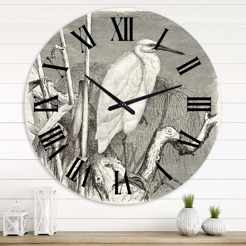 Little Egret Bird - horloge murale maison de campagne, Grand
