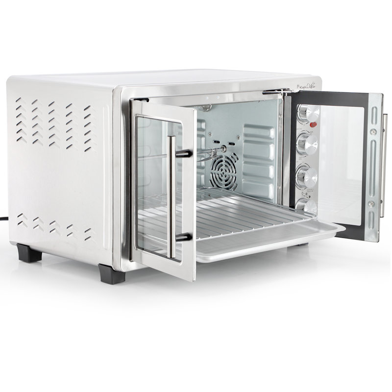 MegaChef 45 Liter Electric French Door Rotisserie Convection Counter Top Oven