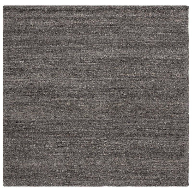 Misak Hand Tufted Wool/Cotton & Other Fiber Solid Color Rug in Gray, Square 7'
