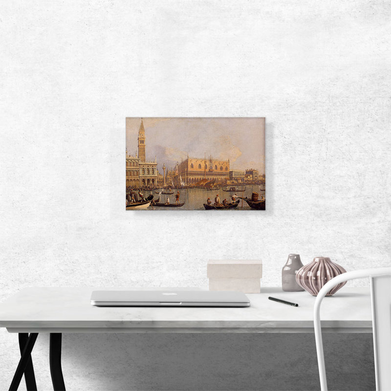 Vue du palais des Doges à Venise par Canaletto - reproduction d'art sur toile tendue, H 12 po x l 18 po x P 1,5 po