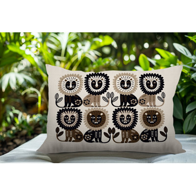 Bako Lion Reversible Indoor/Outdoor Rectangular Pillow