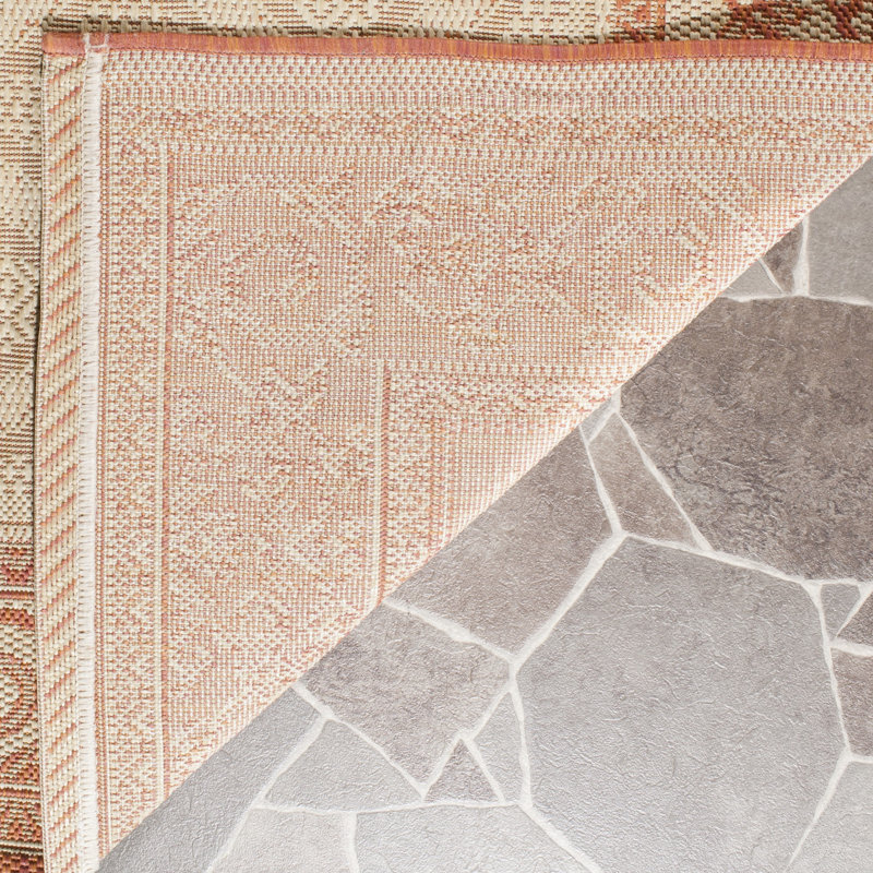 Bordeaux Oriental Natural/Terra Area Indoor/Outdoor Area Rug, Rectangle 4' x 5'7"