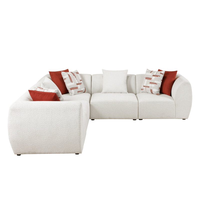 Canapé modulaire en chenille beige 5 pièces Franz