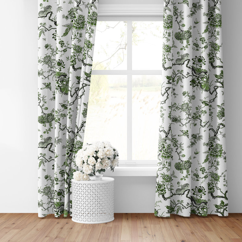 Tree Top Avocado Cotton Rod Pocket Drapery Panel Set of 2, 50" W x 84" L