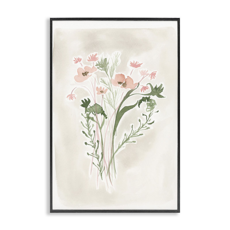 «Soft Organic Florals», art de la giclée encadrée par Lucille Price, H 18 po x l 12 po, Giclée encadrée noir minuit