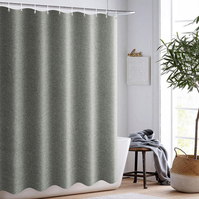 Shower Curtain with Hooks Included, Gray
