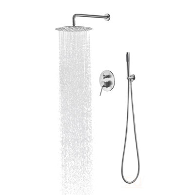 Shower System, Wall Mounted Shower Faucet Set For Bathroom With High Pressure 10" Stainless Steel Rain Shower Head Handheld Shower Set, 2 Way Pressure Balance Shower Valve Kit