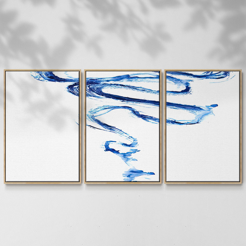 Indigo Vapor II - Toile encadrée multi-pièces, Naturel, H 24 po x l 48 po x P 2 po