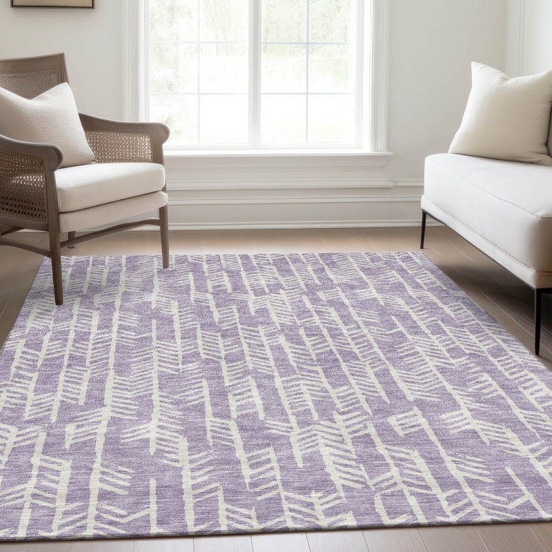 Tapis lavande Prisco lavable à la machine de qualité supérieure, Rectangle 10 pi x 14 pi