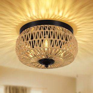 Rattan LED Semi Flush Mount