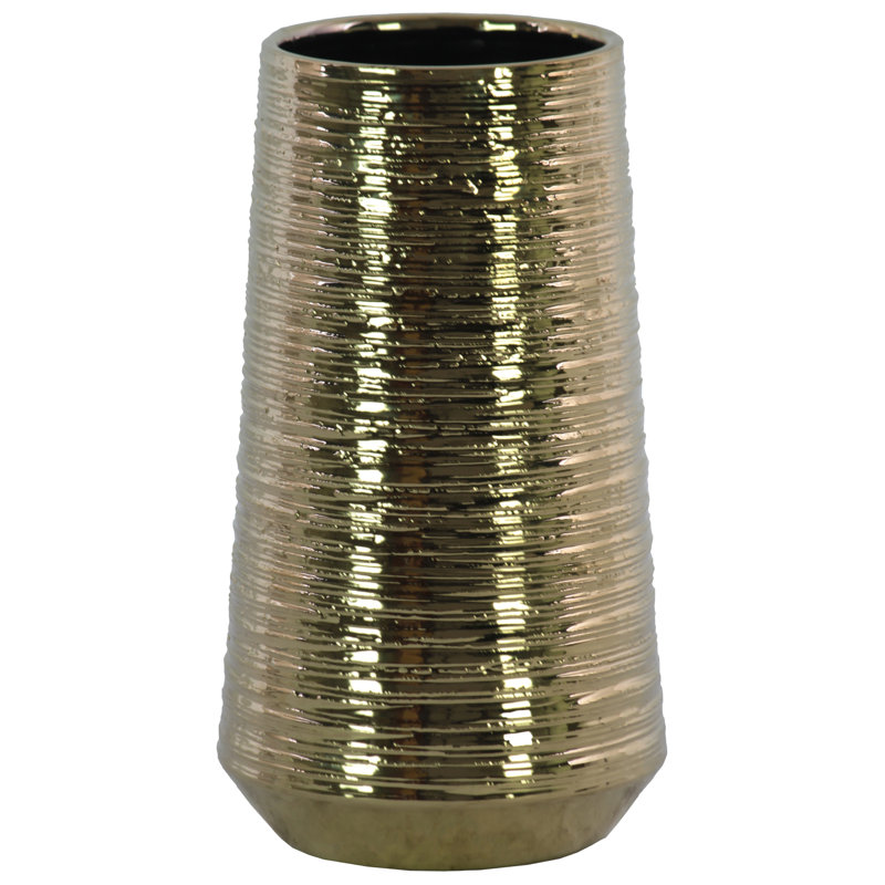 Table Vase, Gold, 11.5" H x 6.5" W x 6.5" D
