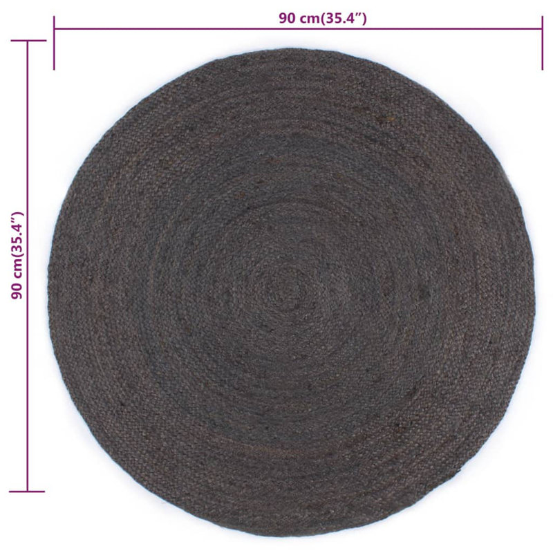 Round Solid Colour Hand Woven Area Rug, Round 90cm