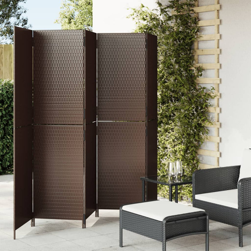 Neyzer Folding Room Divider, Brown, 5, 180cm H x 245cm W
