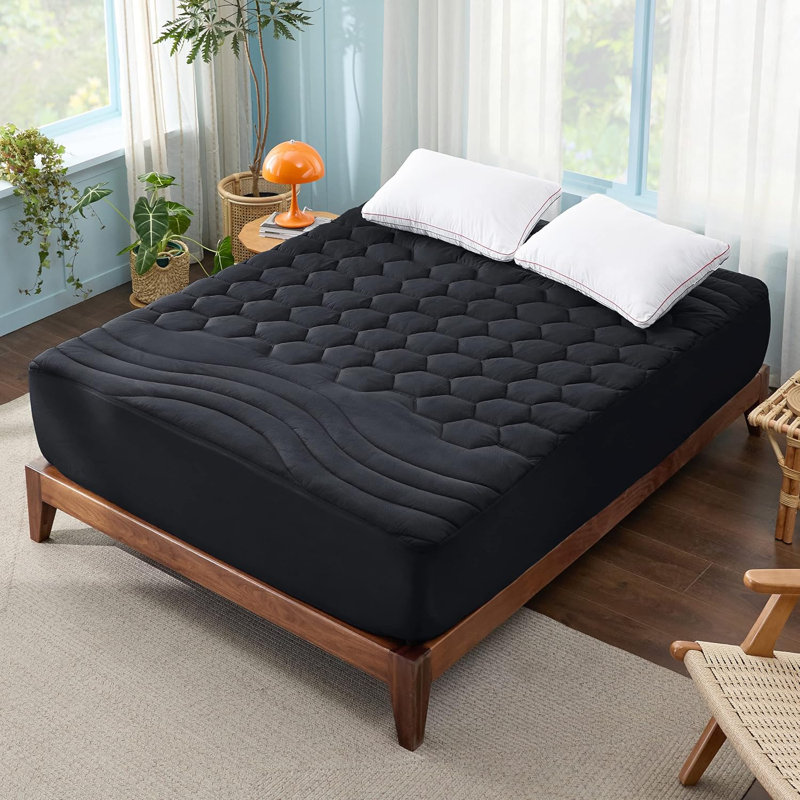 Protège-matelas - Protège-matelas matelassé ajusté avec poche profonde, Beige, Grand lit