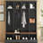Farmhouse 59W Wide Hall Tree With 8 Hooks, Practical Entryway Bench And Open Compartments, 76.7H Modern 3-In-1 Wooden Style Coat And Shoe Rack-1450123548