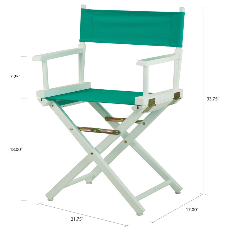 18" Folding Director Chair, Teal, White