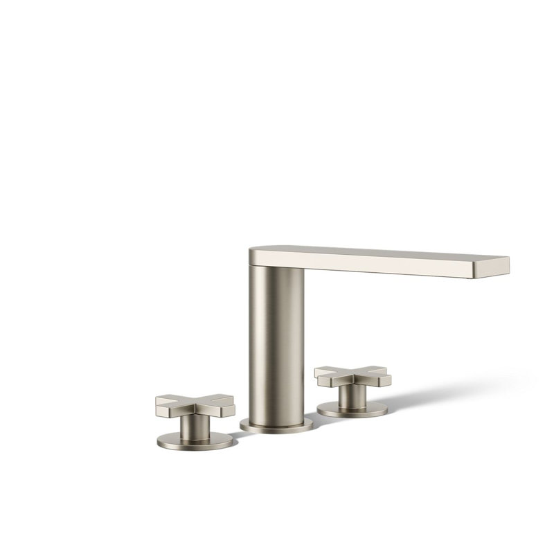 Composed Deck-Mount Bath Faucet With Cross Handles, Vibrant Brushed Nickel