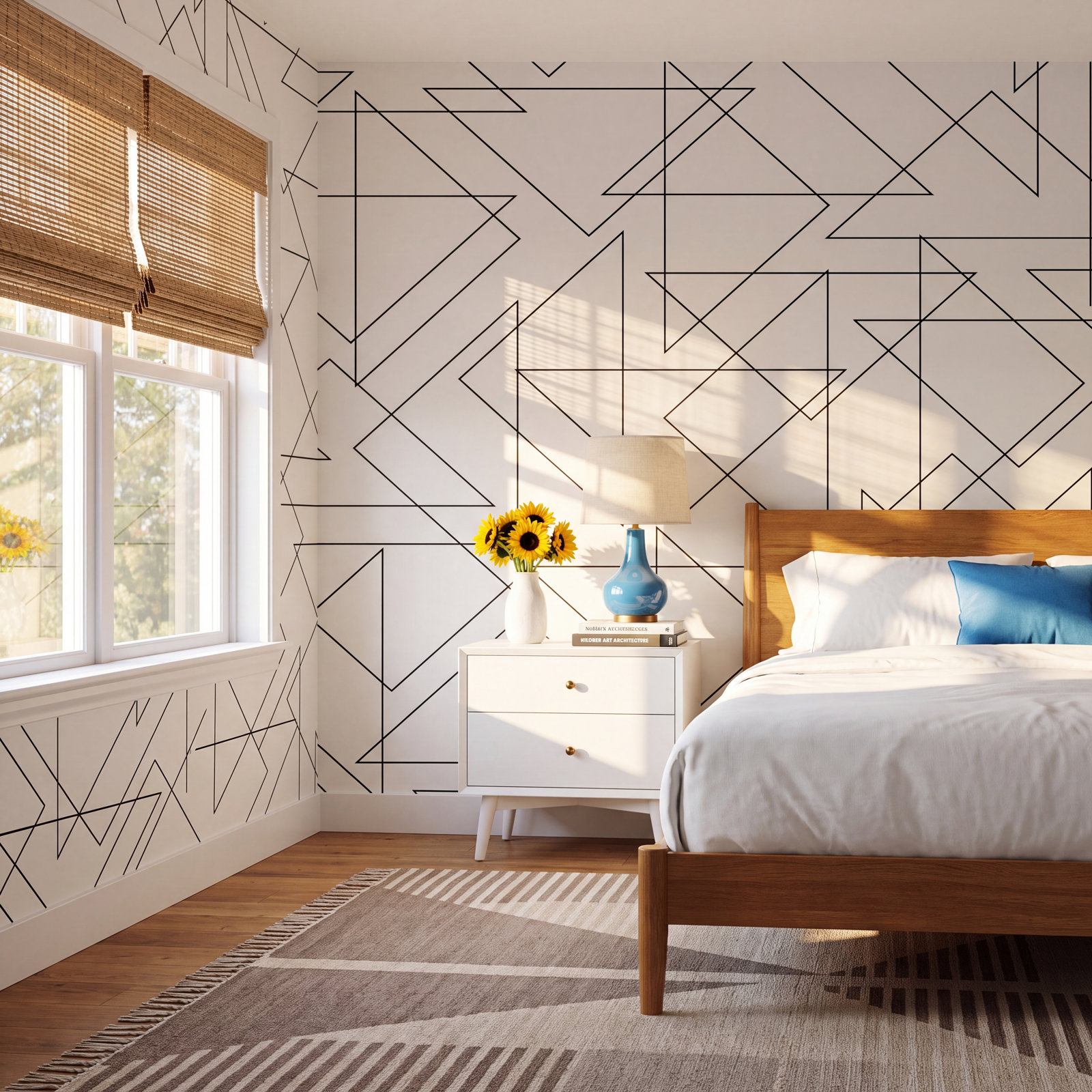 Peel & Stick Geometric Wallpaper, Black/White