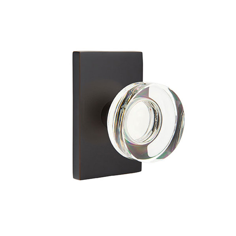 Double Dummy Modern Disc Crystal Knob with Modern Rectangular Rose