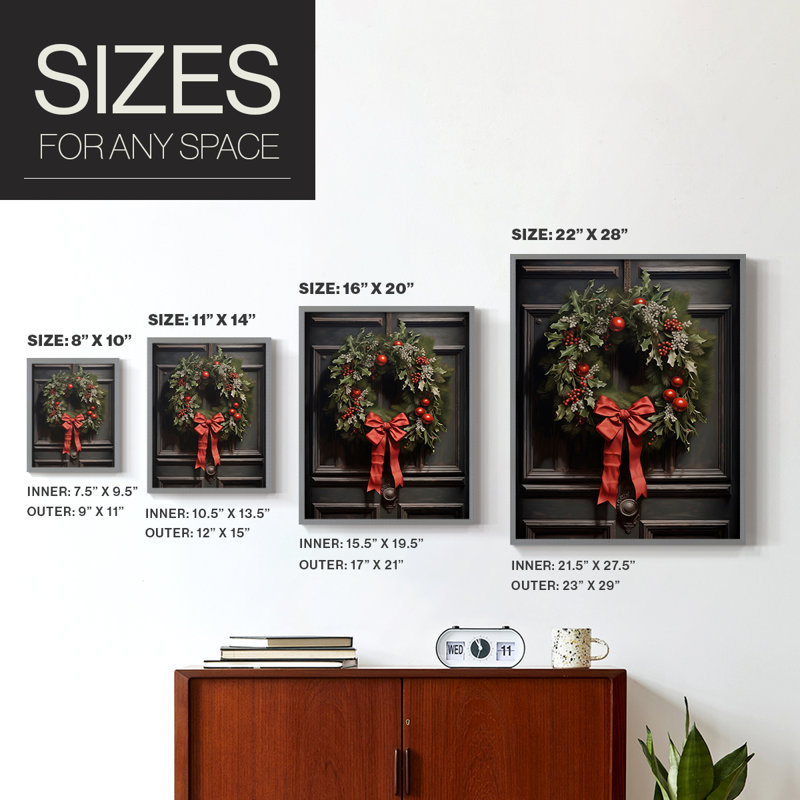 «Christmas Holiday Art DCL XXVI», reproduction d'art encadrée - bois massif, H 21 po x l 17 po, Gris