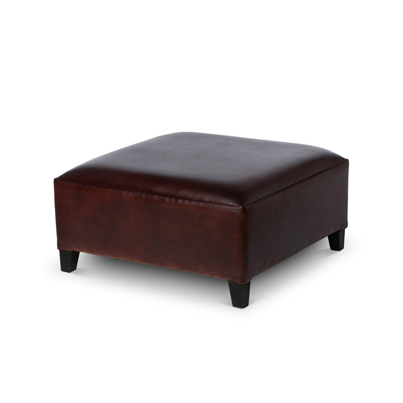 Kendall Square Dark Brown Vegan Leather Ottoman