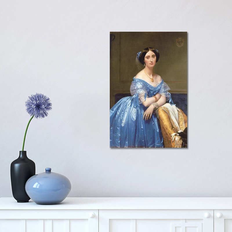Portrait Of Princesse De Broglie, 1853 by Jean-Auguste-Dominique Ingres - Wrapped Canvas Print, 30.48 cm H x 45.72 cm W