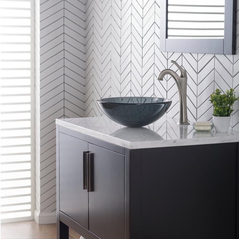 Lavabo de salle de bain vasque circulaire en verre