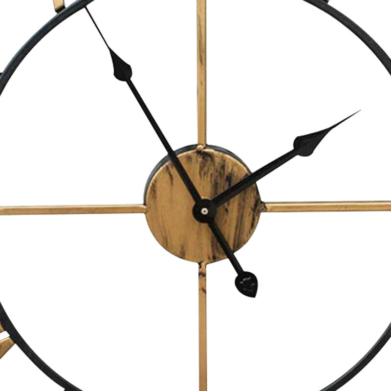 Simple Skeleton Metal Numerals Wall Clock with Hands, Gold/Black