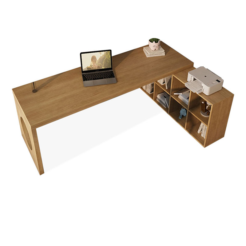 Burlywood L-Shaped Solid Wood desks, 29.53" H x 78.74" W x 55.12" D, Right Hand Return