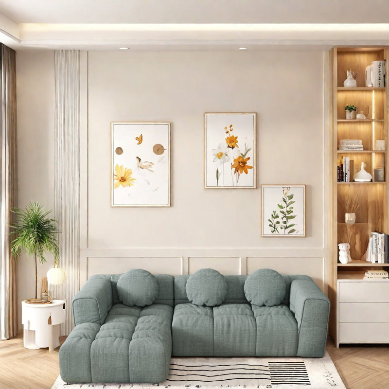 Canapé modulaire réversible en forme de L Boneless avec housse amovible, coussins en mousse confortables et canapé-lit polyvalent non requis pour le salon (côté droit)