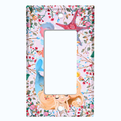 Beautiful Mermaid Ocean Flower Pastel 1 - Gang Toggle Light Switch Standard Wall Plate