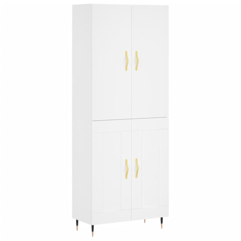 Mickinzie 4 Door Manufactured Wood Wardrobe, White