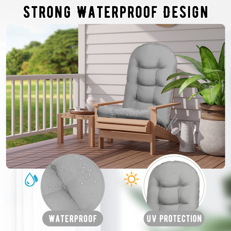 5 Inch Adirondack Chair Cushion(Set Of 4), Light Gray