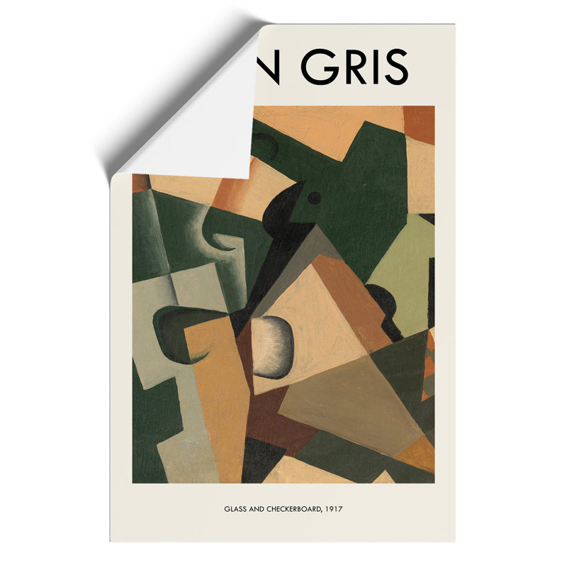 Glass And Checkerboard by Juan Gris - No Frame Painting, 42cm H x 30cm W x 0.1cm D
