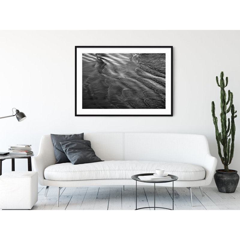 Low Tide Ripples - Picture Frame Photograph on Paper , 33" H x 47" W, Black Framed