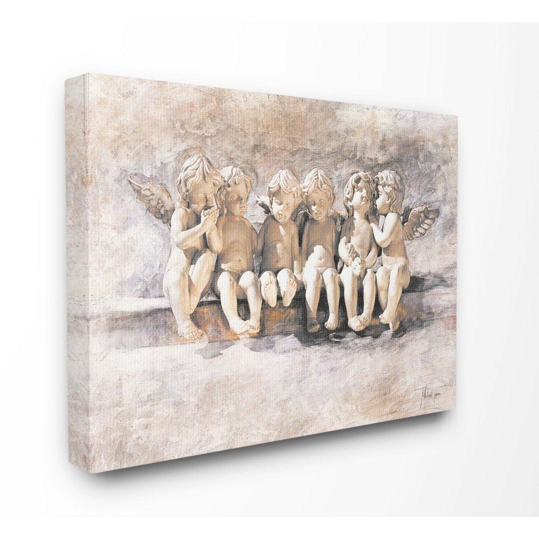 " Angels Chatting Religious Neutral Grey Painting " August Grove® 