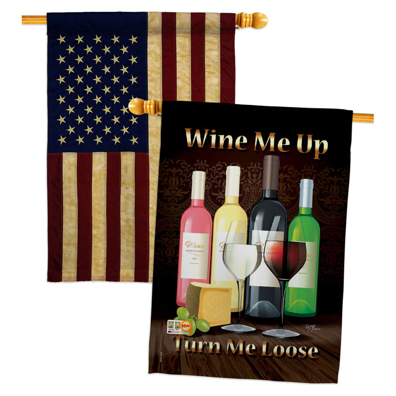 Drapeau de maison à deux côtés en polyester 40 H x 28 W Wine Me Up