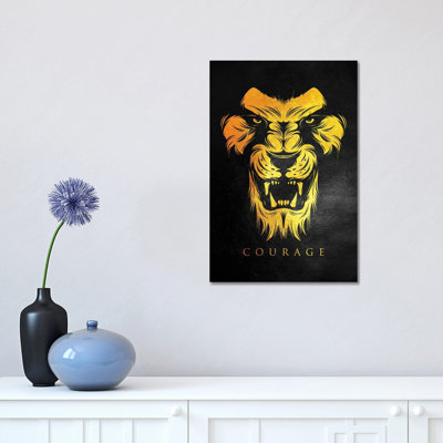 Lion Courage 1 Piece Wrapped Canvas Wall Art